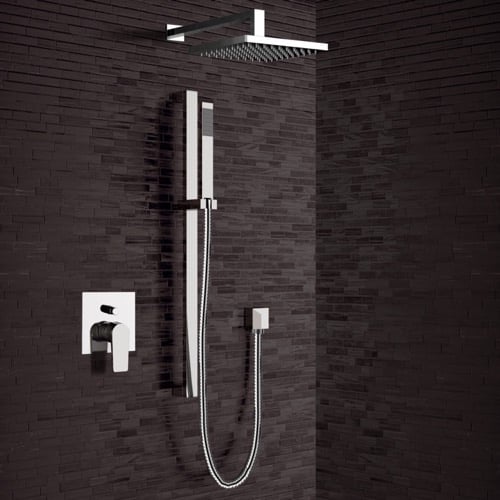 Chrome Shower System with 8 Inch Rain Shower Head and Hand Shower Remer SFR20